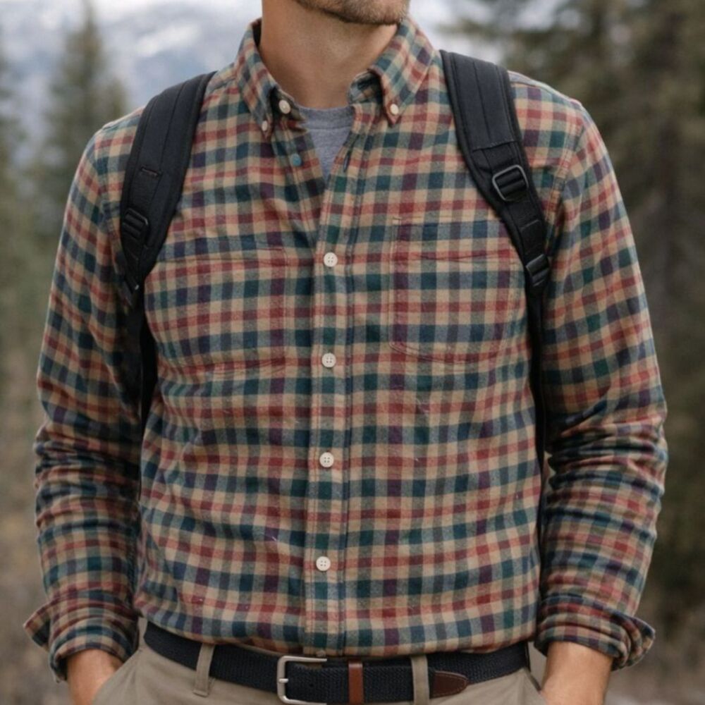 J.Crew Green Burgundy Plaid Flannel Shirt S Cotton Preppy Cabincore Lumberjack